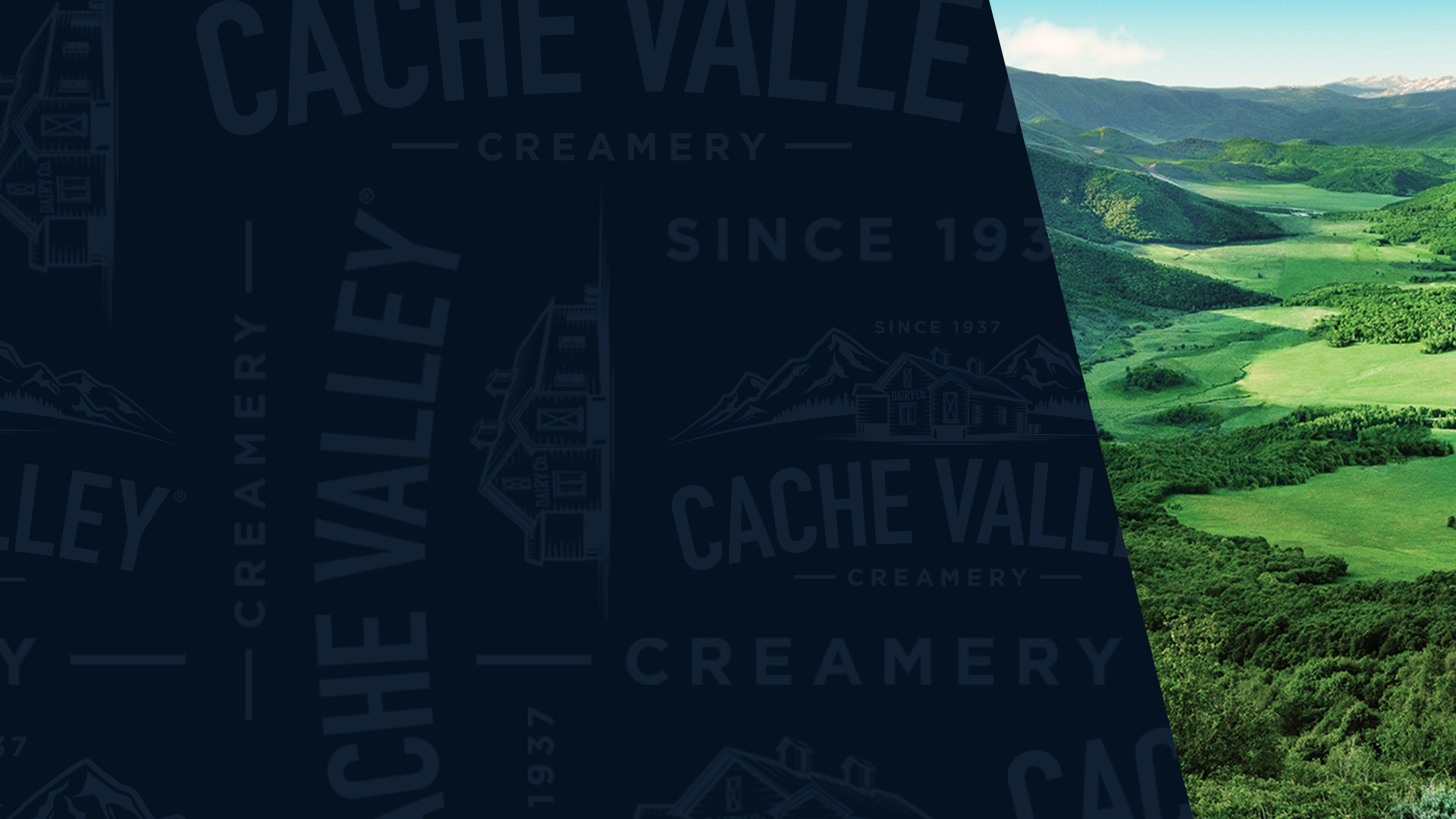 Cache Valley dark blue pattern overlaying a green valley and mountains