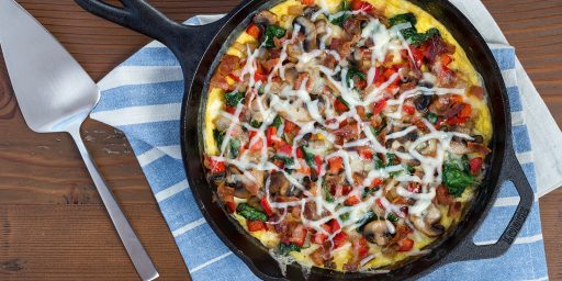 Farmhouse Frittata served in an cast iron pan