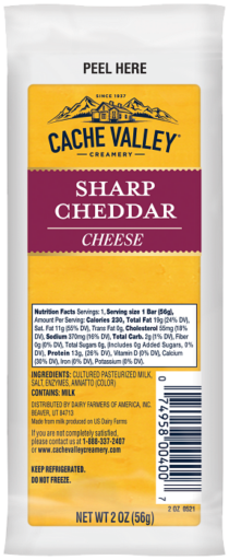 Cache Valley Creamery Sharp Cheddar Snack Bar 2oz