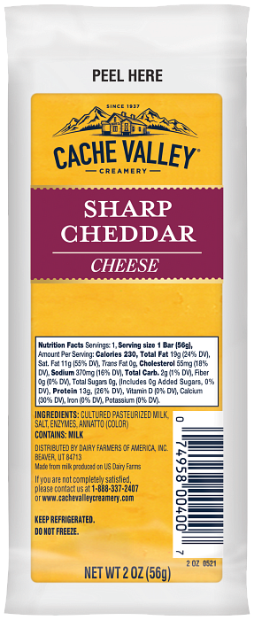 Cache Valley Creamery Sharp Cheddar Snack Bar 2oz