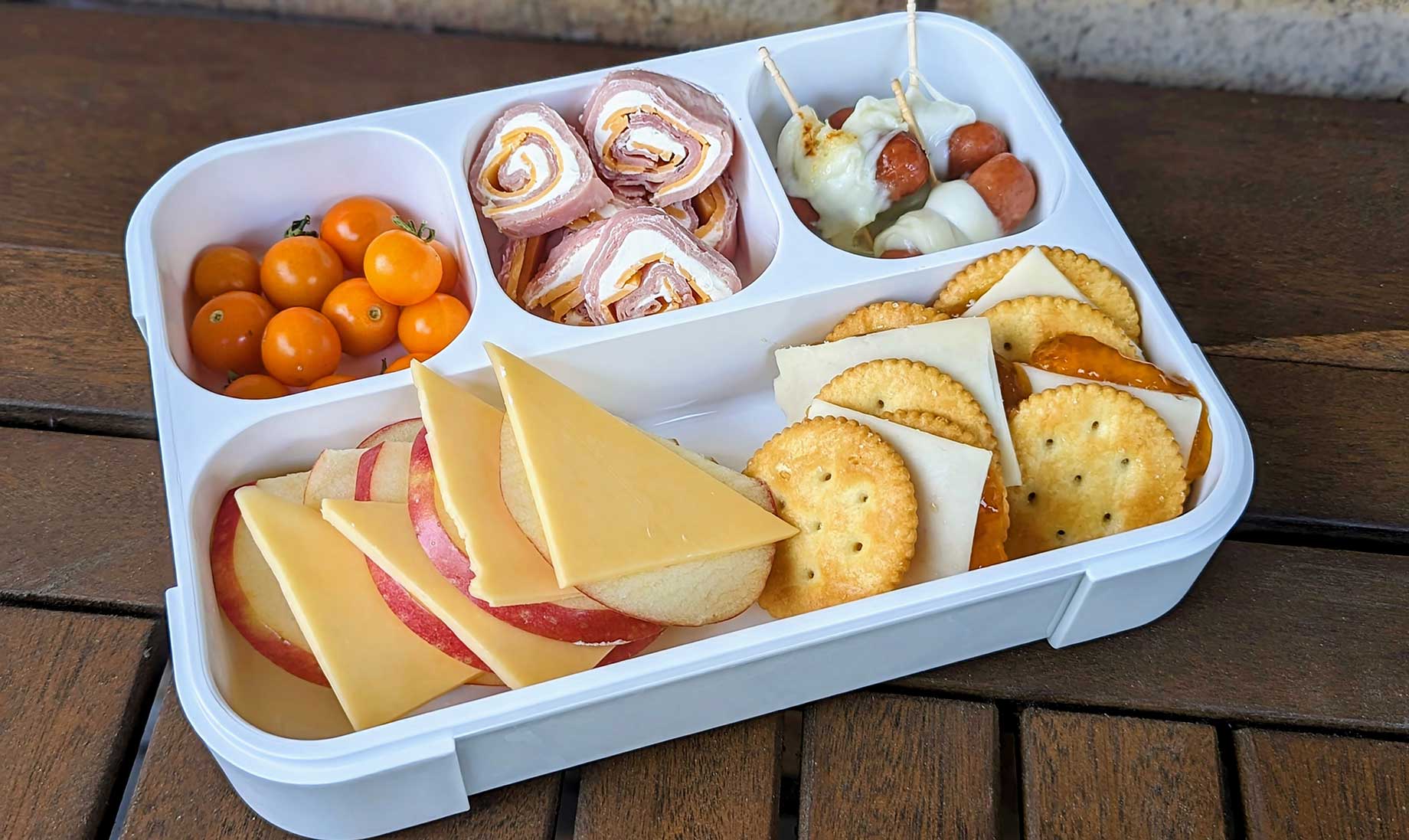 grazing box assembled in a lunch tray