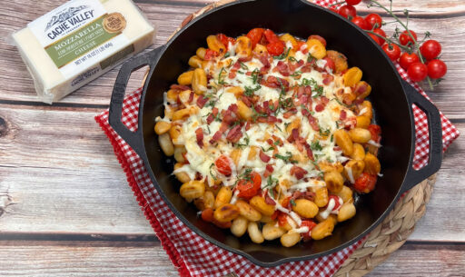 Cache Valley Crispy Gnocchi with Bacon, Cherry Tomatoes, and Mozzarella