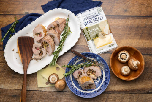 stuffed pork tenderloin with cache valley swiss cheese