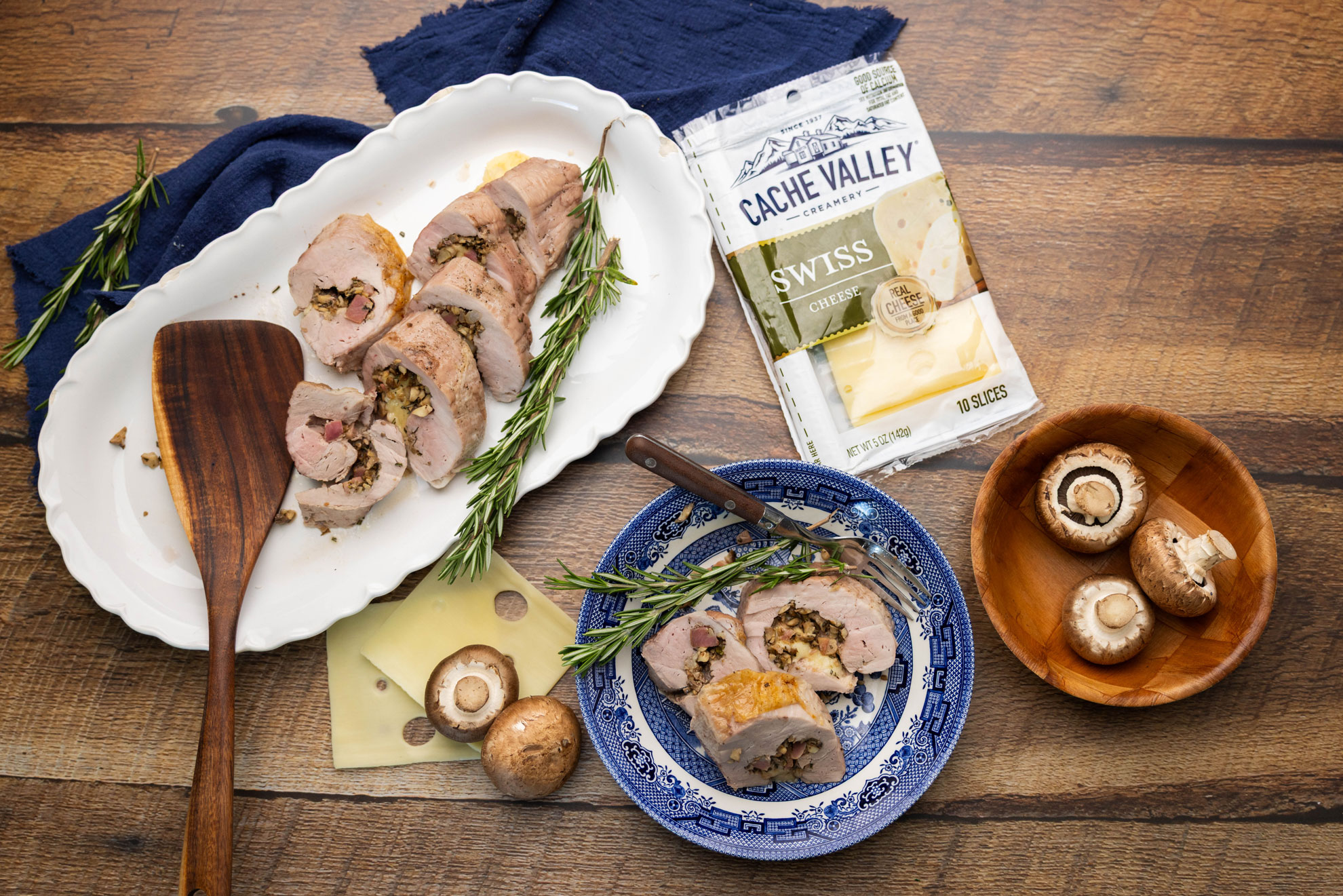 stuffed pork tenderloin with cache valley swiss cheese