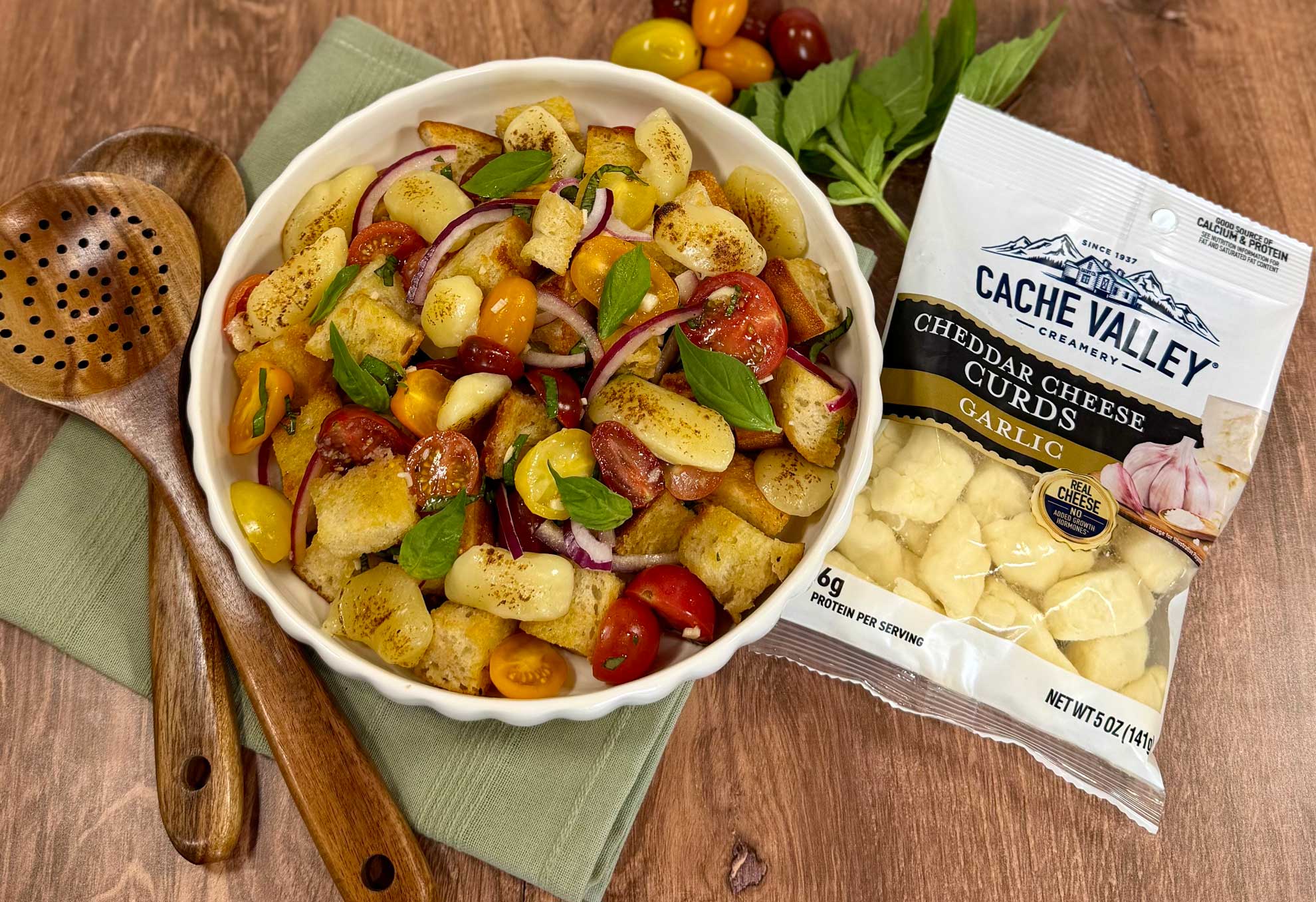 Toasted Garlic Curd Panzanella recipe