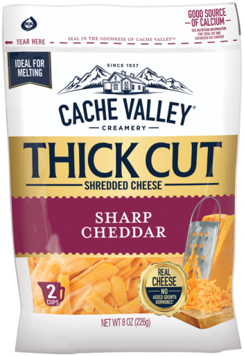 thick cut sharp cheddar cheese shreds