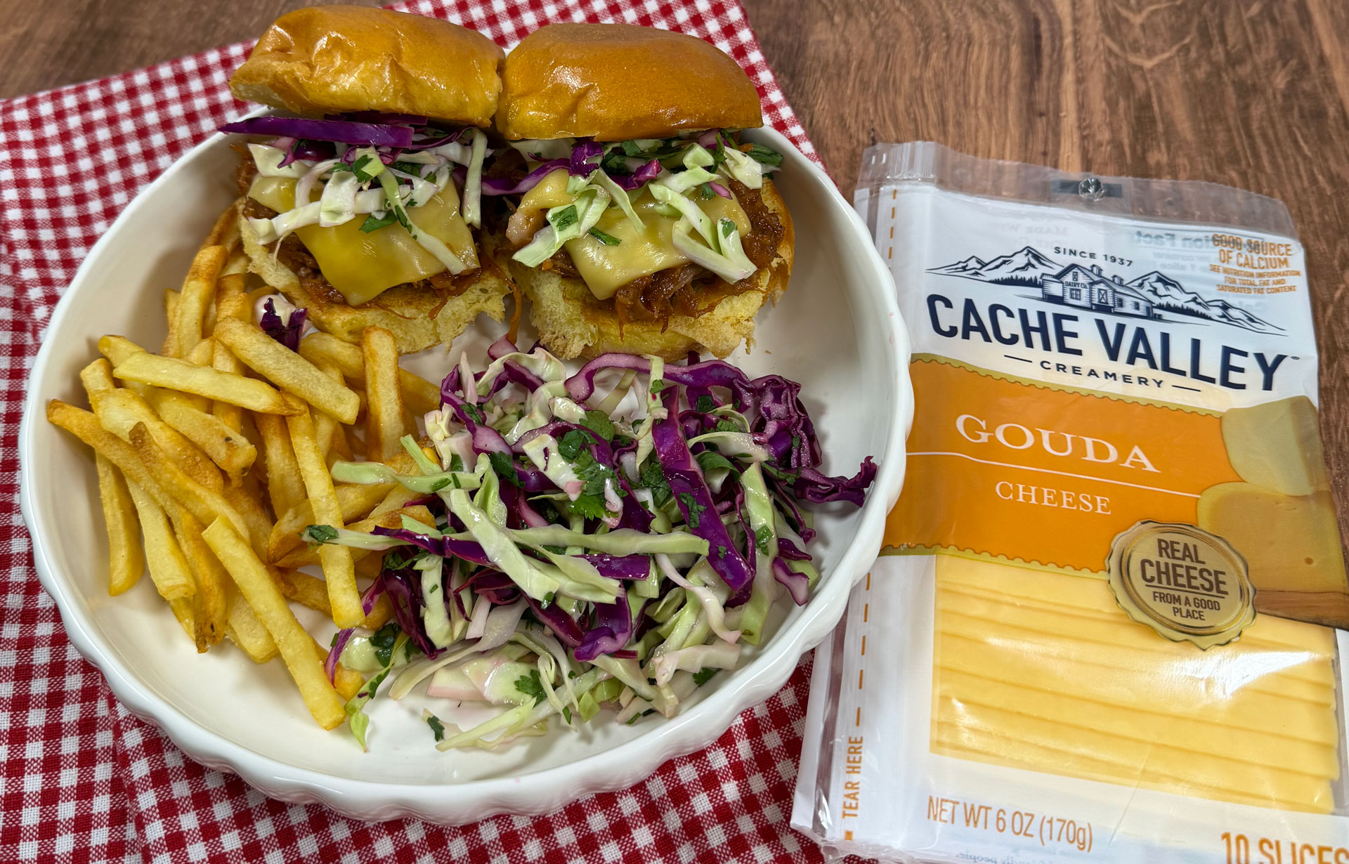 Pulled Pork BBQ Sliders with Cache Valley Gouda