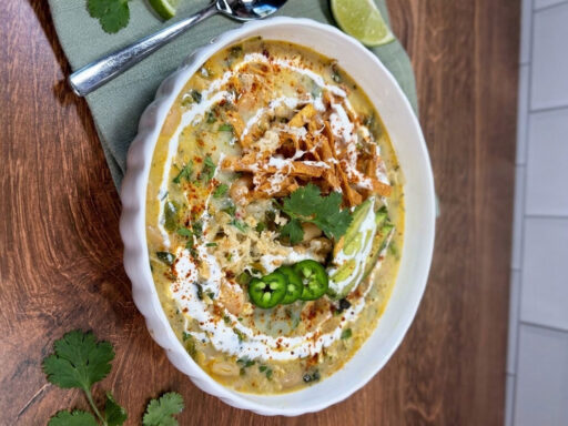 Fire-Roasted Poblano & White Chicken Chili recipe